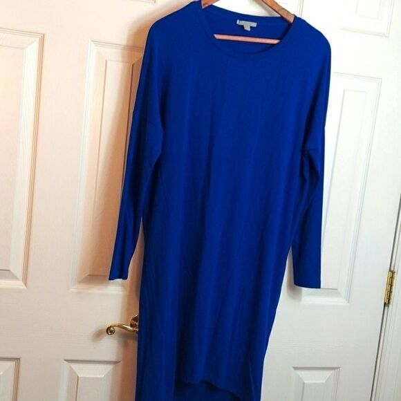 COS Oversized Lagenlook Blue Silk Mix Media Midi Dress Sz XS - Picture 5 of 11